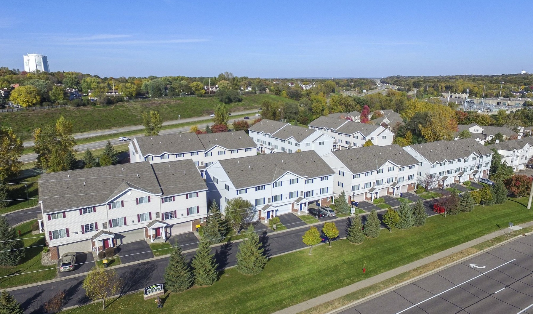 Aerial view of townhome community