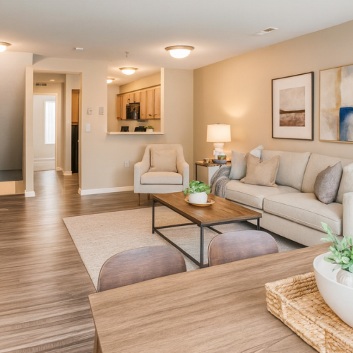 living room with white walls