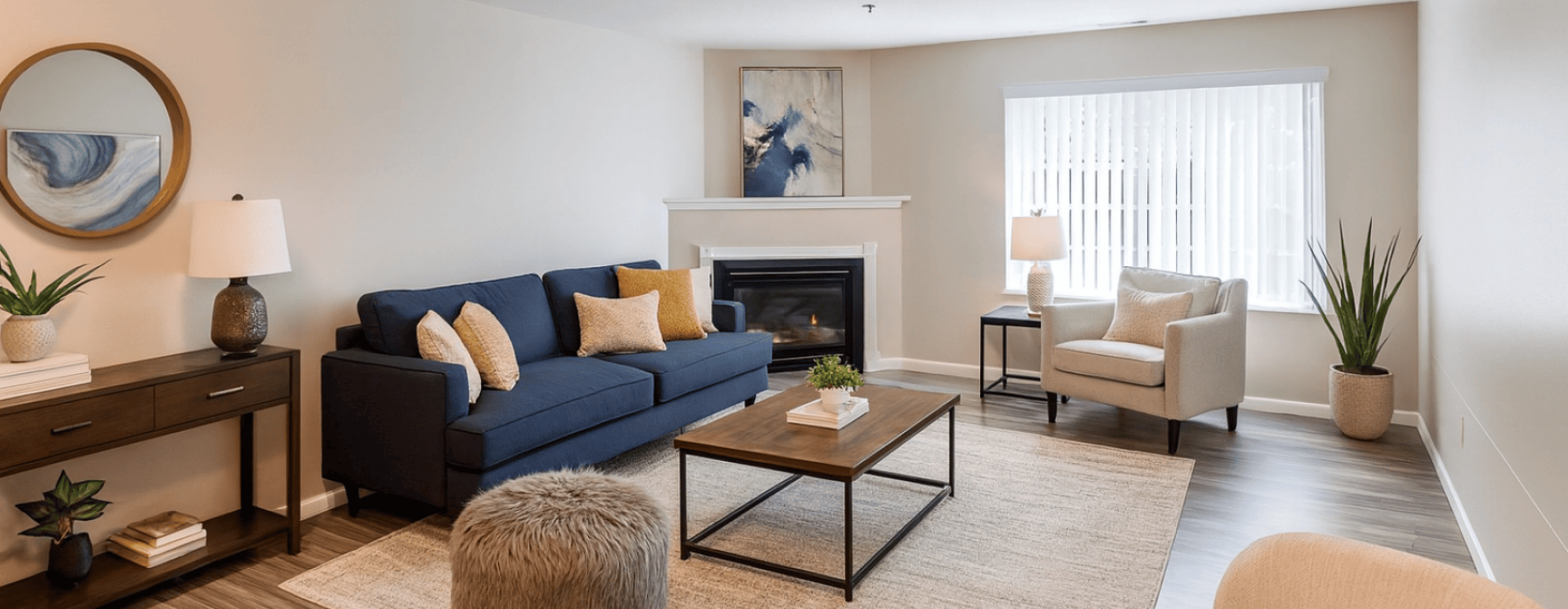 Living room with furniture and wall decore