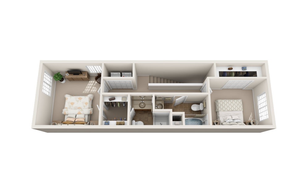 C1 - 3 bedroom floorplan layout with 2 baths and 1502 square feet. (Floor 3)