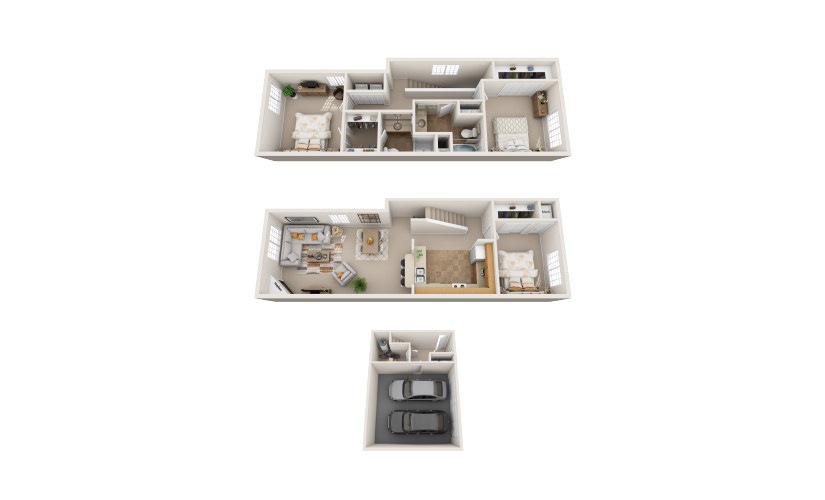 C3 - 3 bedroom floorplan layout with 2 bathrooms and 1667 square feet